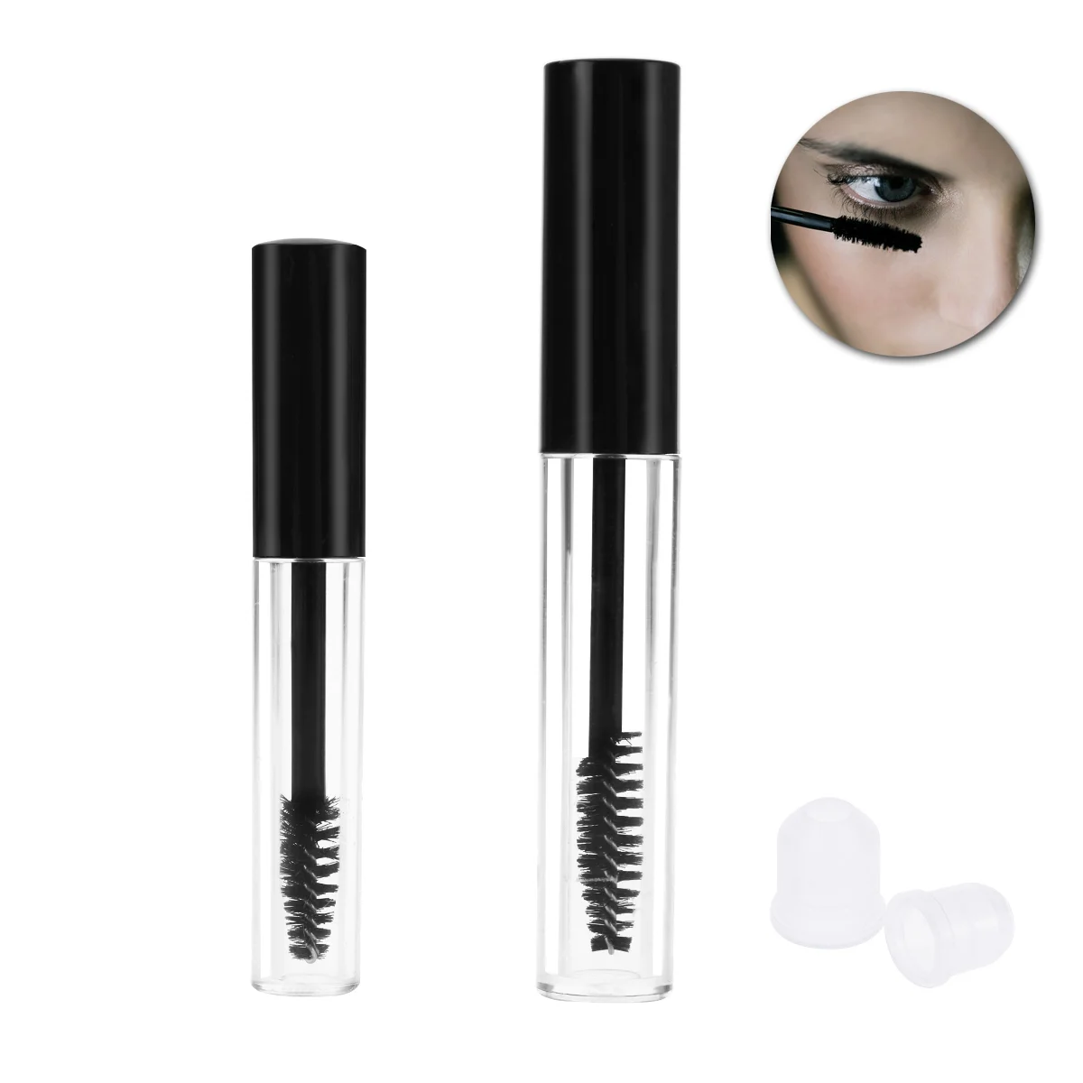 

2 Pcs Mascara Tube Container Eyelash Cream Bottle Clear for Eyelashes Volume Empty with Cover Brush