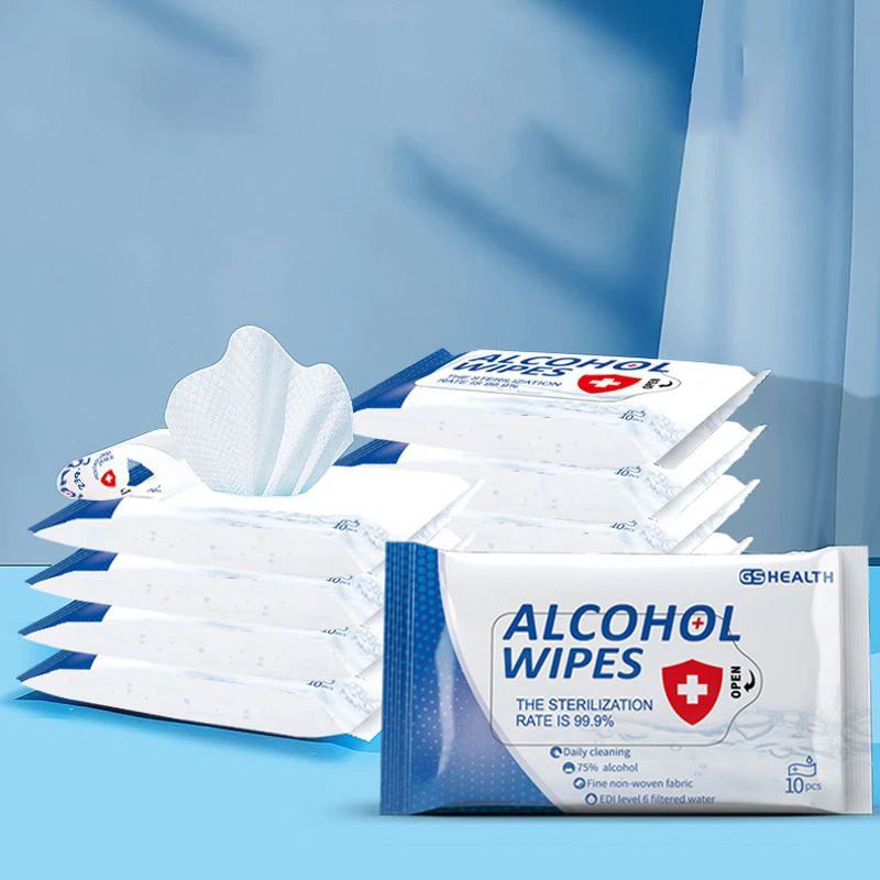 75% 소독 알코올 물티슈 일회용 면 손수건 피부 세정 박테리아 소독 알코올 물티슈 청소 도구용