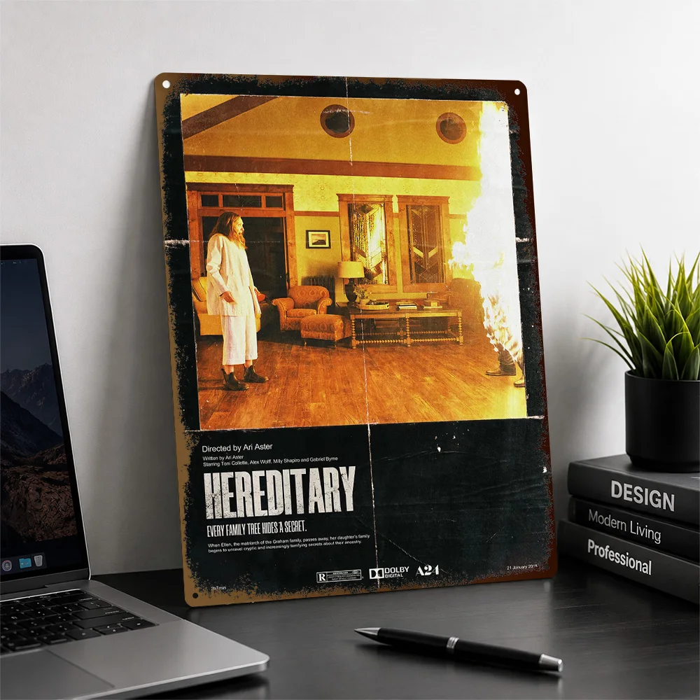 Hereditary Burning House Scene Textured Poster Customized Metal Tin Sign Striking Cult Villain Tribute Wall Art For Game Rooms