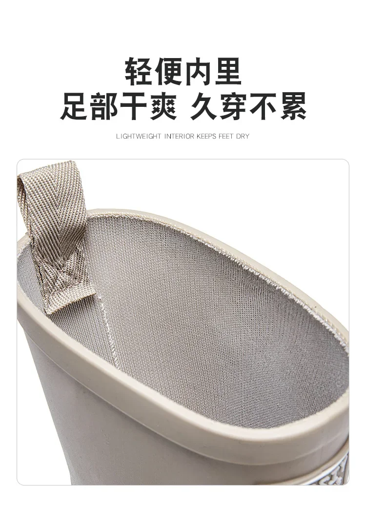 2026 Modische koreanische Damen-Regenstiefel (Wadenhöhe) mit dicker Sohle, verschleißfest, rutschfest, wasserdicht, für die Autowäsche geeignet – Detail 8