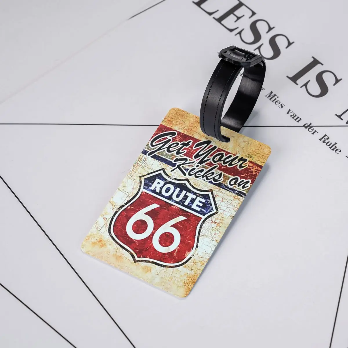 Etiqueta de bagagem personalizada American Road Route 66 para malas, capa de privacidade, nome, cartão de identificação