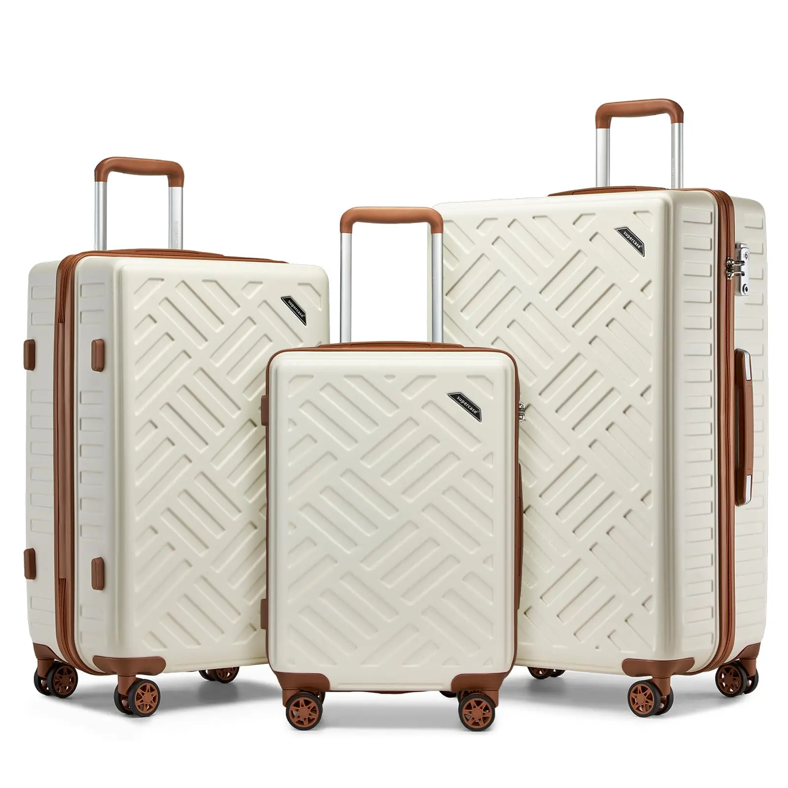 Supercase Handgepäck-Koffer 3-Piece  Leichter ABS+PC-Koffer mit TSA-Schloss & 4 Rollen &