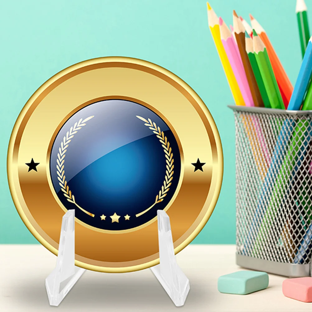 

6pcs Transparent Rack Badge Display Holders Tripod Acrylic Clear Stands Display Stands Coin Jewelry Organizers