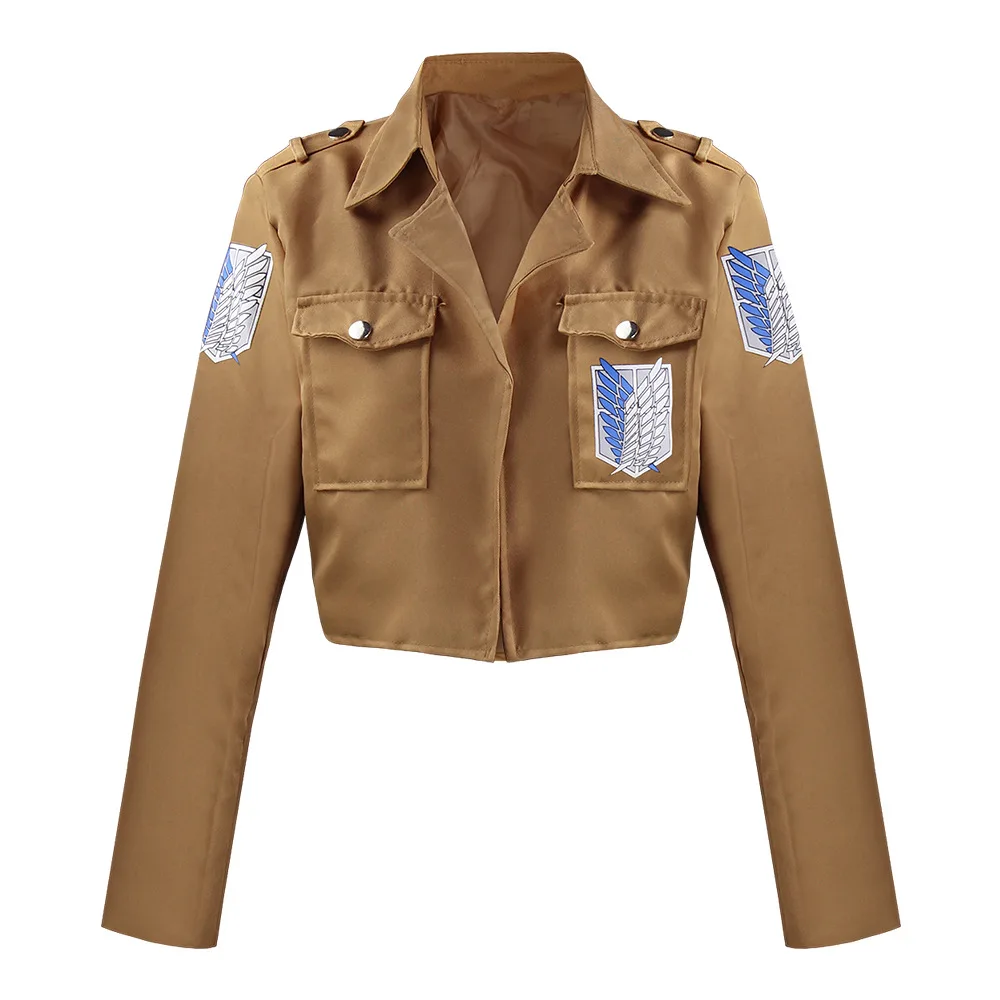 Hot Anime Attack on Titan Cosplay Shingeki no Kyojin jaket Recon Korps rok kulit Hookshot sabuk suspender kostum Ackerman