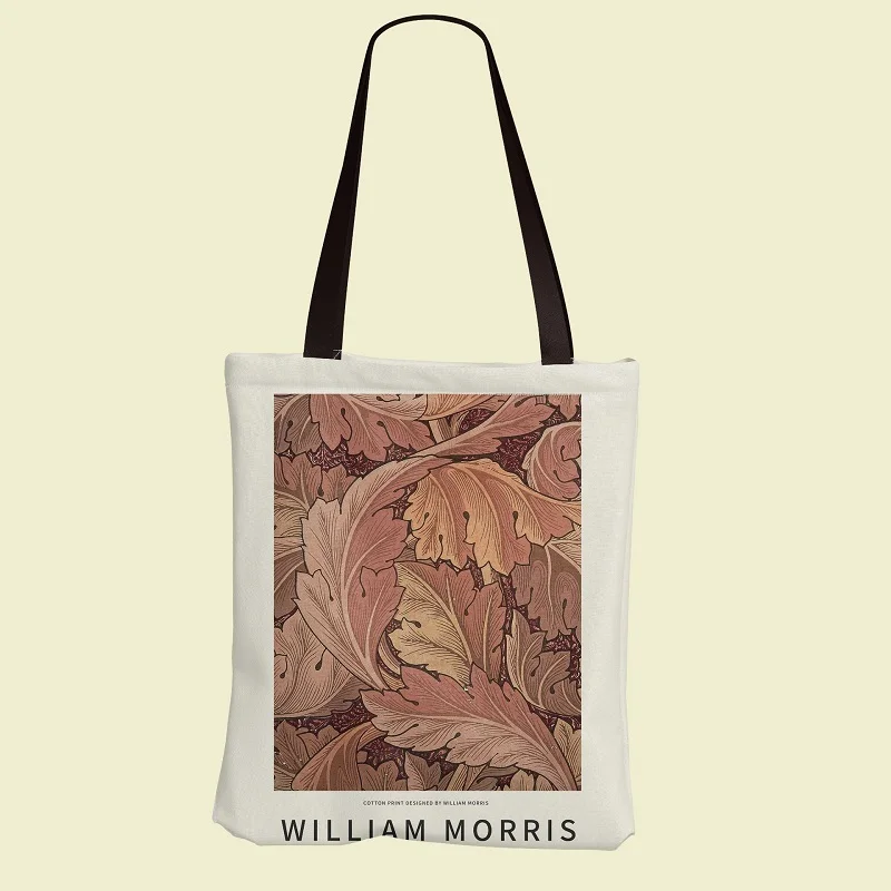 William Morris Canvas Shopping Bag Nordic Abstract Painting Style Handbag Portable Folding Shoulder Bag Travel Storage Bags