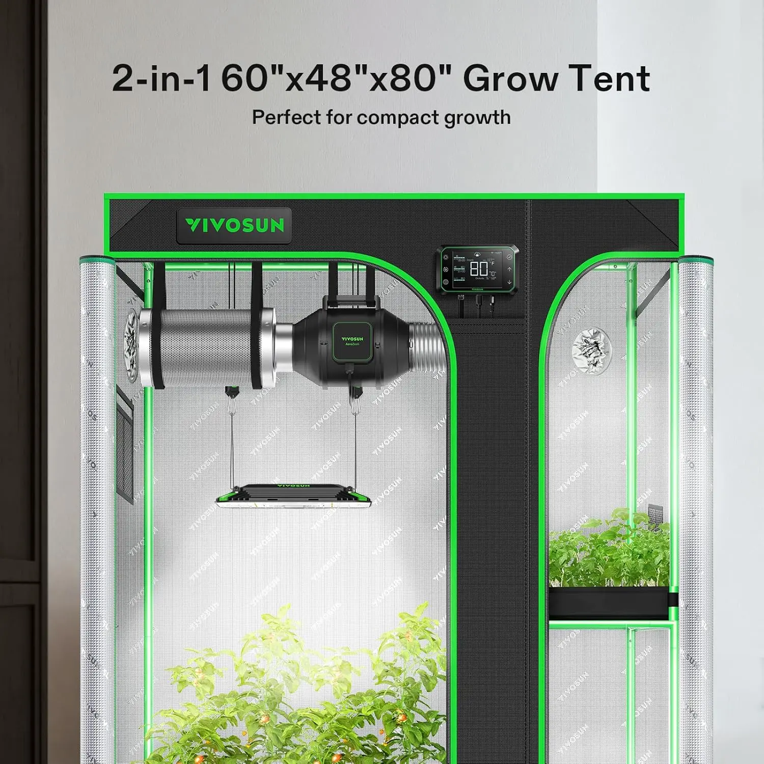 VIVOSUN D548 2-in-1 5x4 Grow Tent, 60