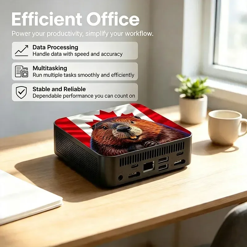 Intel Core N150 New 2026 Mini Desktop PC 16GB RAM 2TB SSD 4K HD WiFi6 BT5.2 USA Canada Flag Compact Home Office view 6
