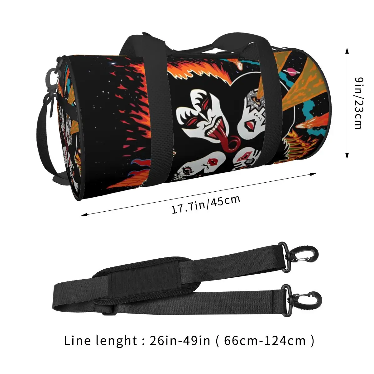 Kiss Band Rock Music Gym Bag Funny Printing Swimming Sports Bags Men\'s Custom Large Capacity Funny Fitness Bag Weekend Handbags