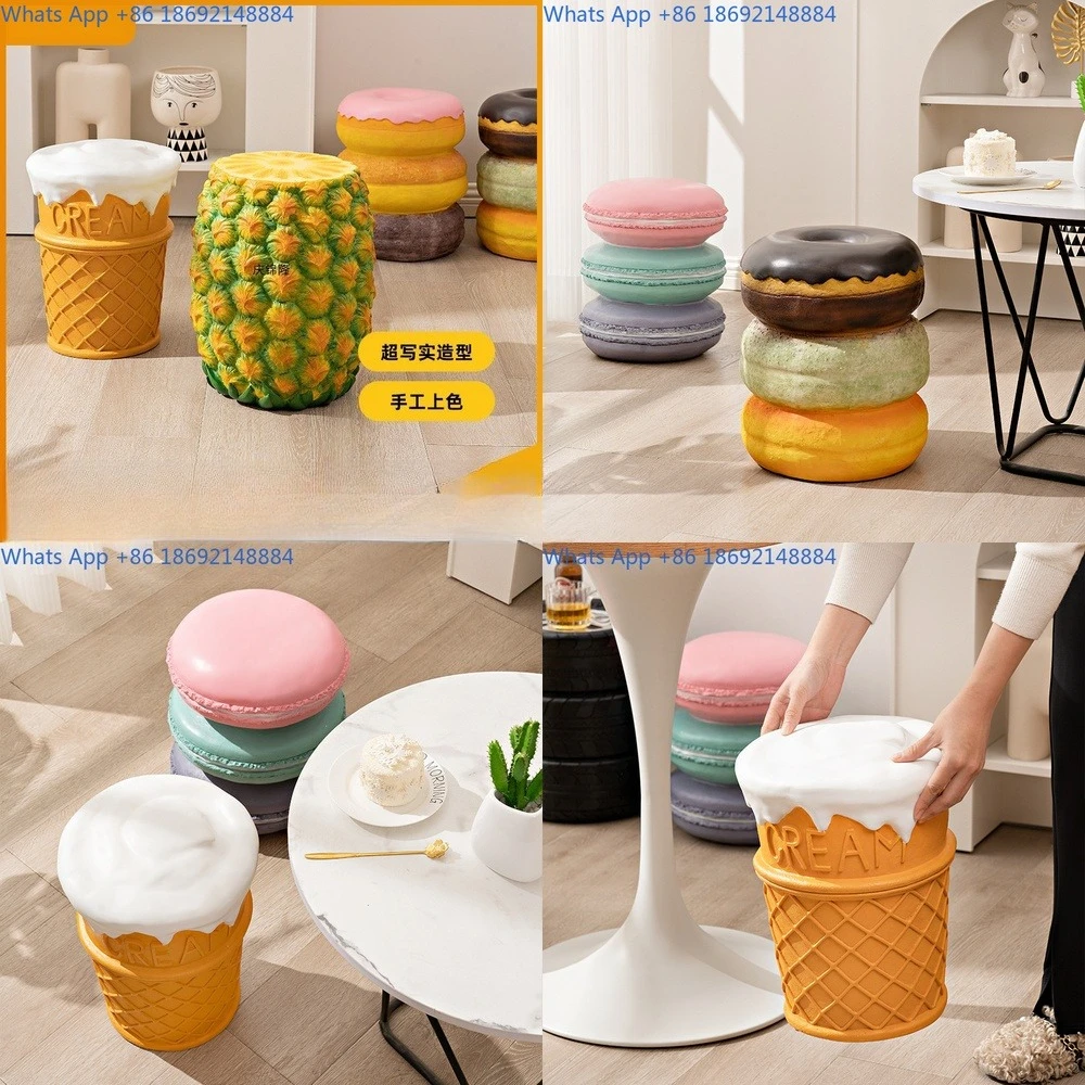 

Ice Cream Cone Stool Donut Pineapple Bench Retro American Style Home Decor Gift Idea