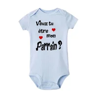 Je vous soyez mon parrain/destin bébé barboteuse demander au parrain baptême vêtements été garçons filles body nouveau-né tenues 7