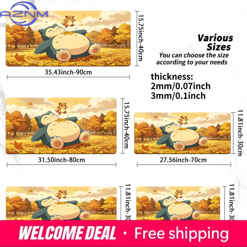 

Snorlax Relaxing in Autumn Forest Gaming Mouse Pad with Non-Slip Rubber Base