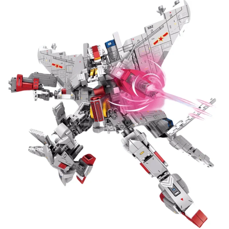 2-in-1 Building Blocks 202151 J-15 Flying Shark Fighter Boy Transformable Robot Aircraft Assembled Children's Small Particle Toy