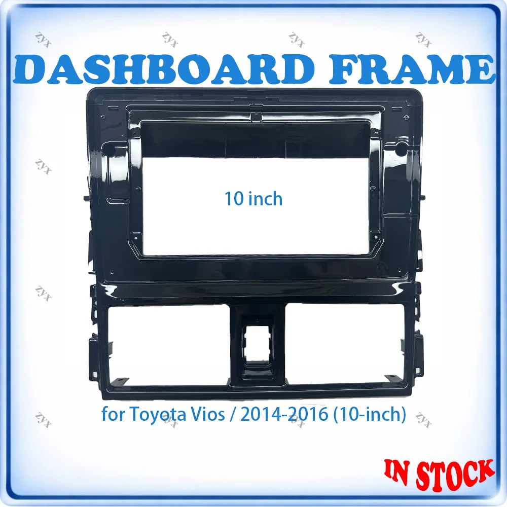 Premium Car Radio Fascia Frame For Toyota Vios 2014-2016 10 inch Stereo Panel Wiring Harness Power Cable