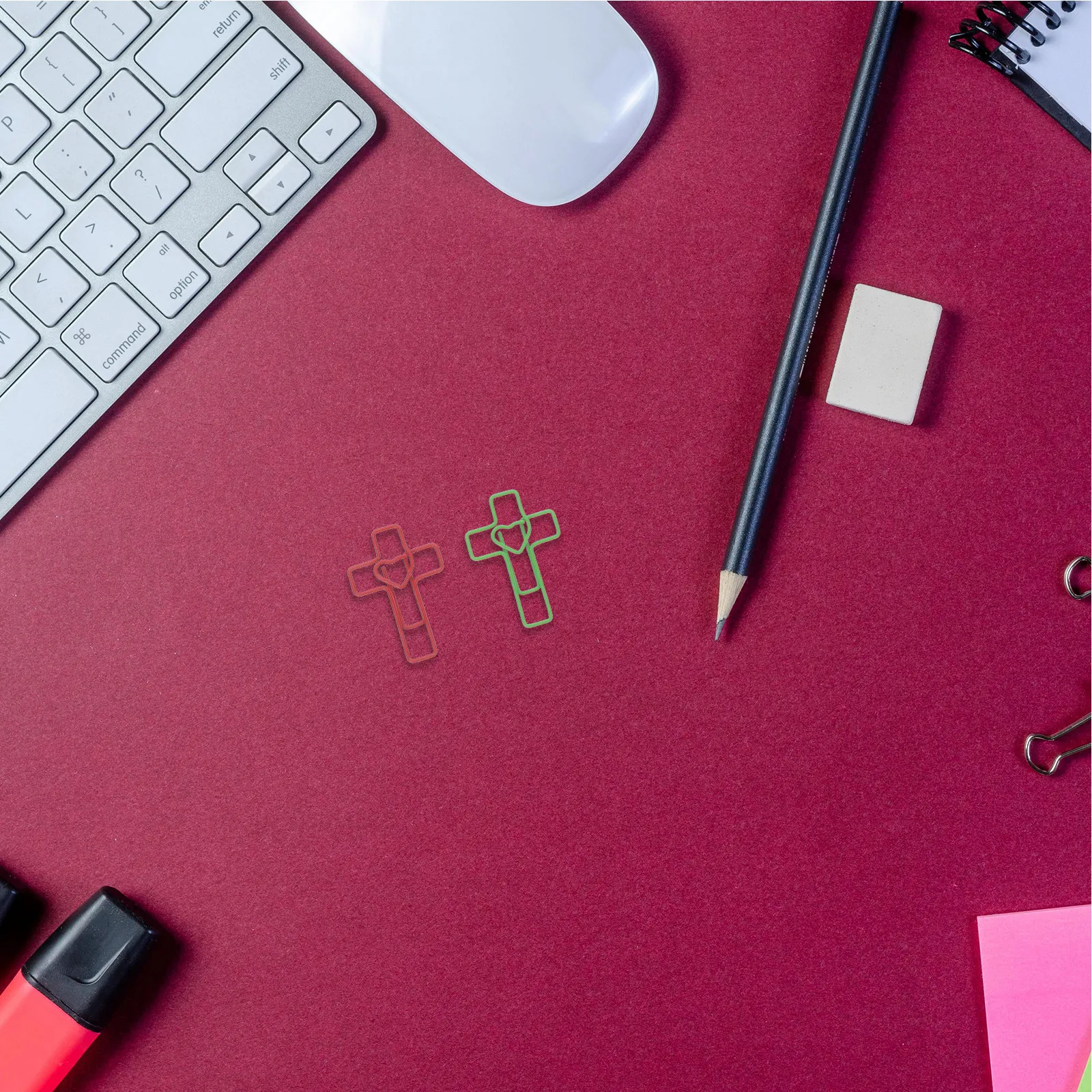 

120Pcs Metal Paper Clips Heart and Cross Design Decorative Bookmark Clips Bible Study Supplies Church Favors Valentine Gift
