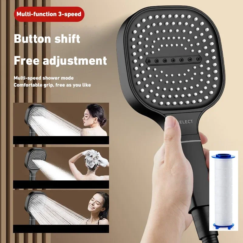 Xiaomi Large Panel Shower Head, Cabeça de Massagem Ajustável, Elemento de Filtro, Acessórios do Banheiro, Alta Pressão, 13cm, 3 Modos