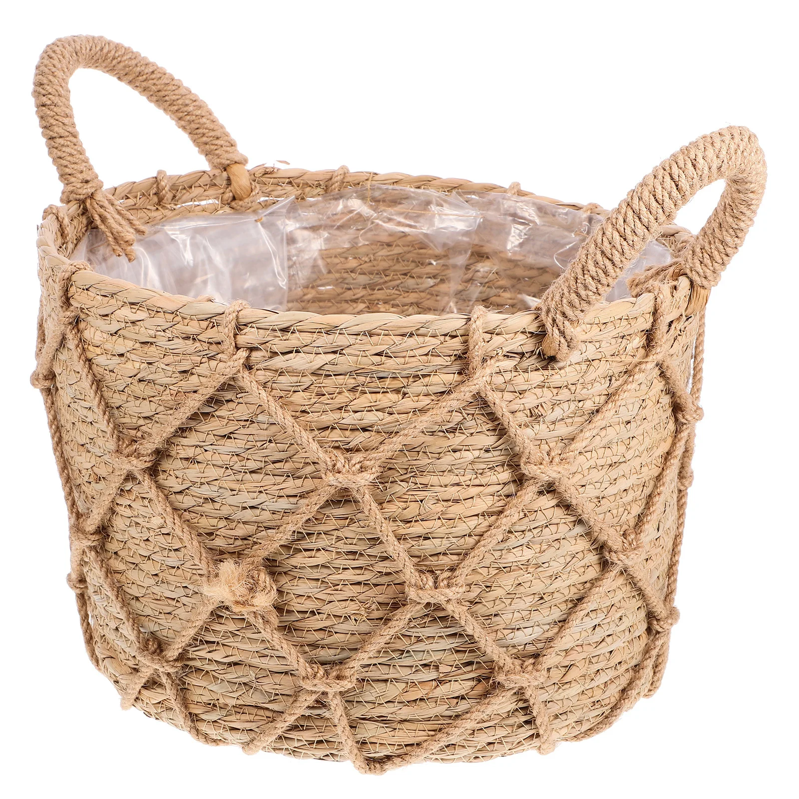 

Straw Woven Planter Basket Decorative Round Basket for Indoor Plant Pots Multipurpose Storage Woven Flower Planter