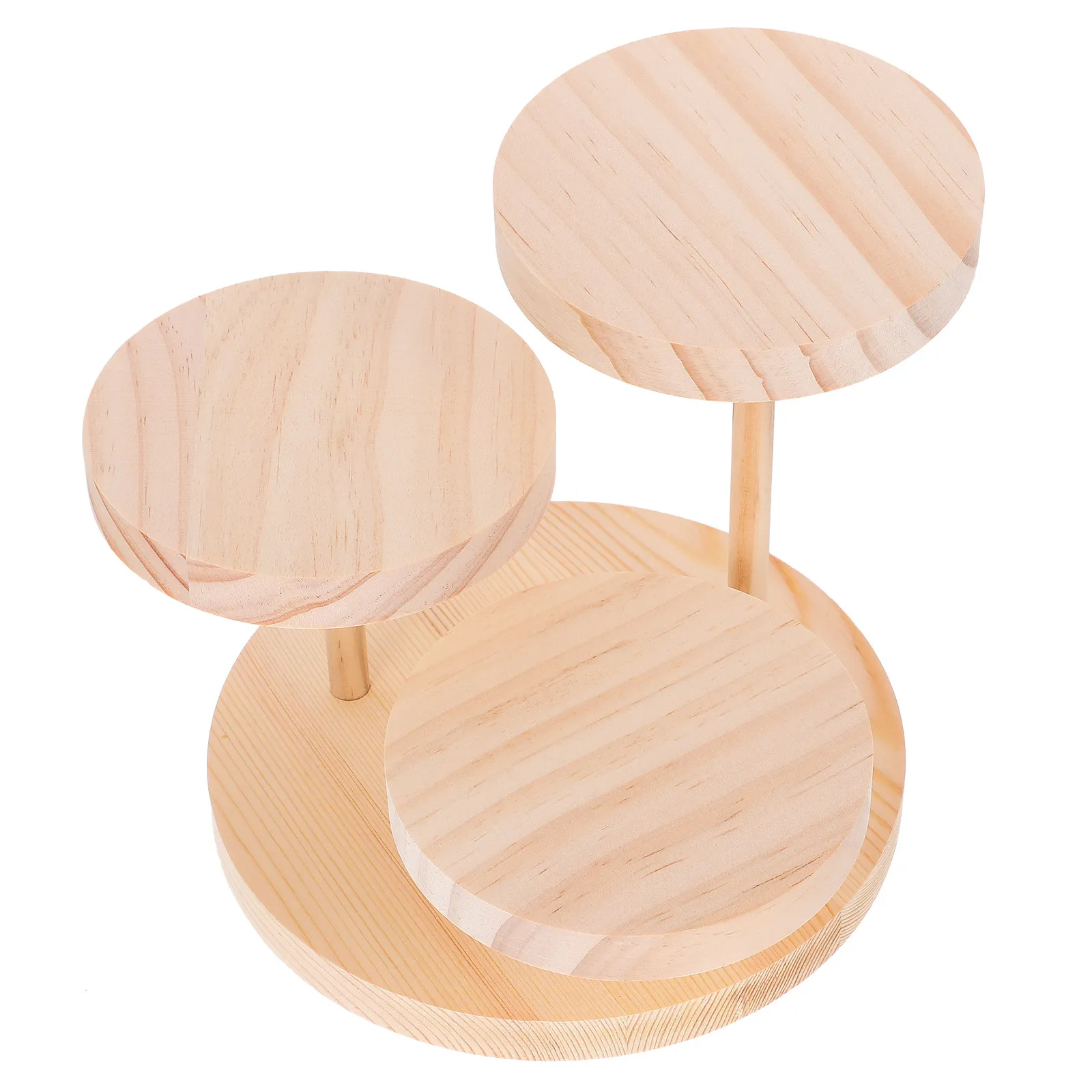 

Three-Layer Wooden Jewelry Display Stand Natural Wood Finish Sturdy Tiered Shelf for Earrings Necklaces Bracelets Craft Show