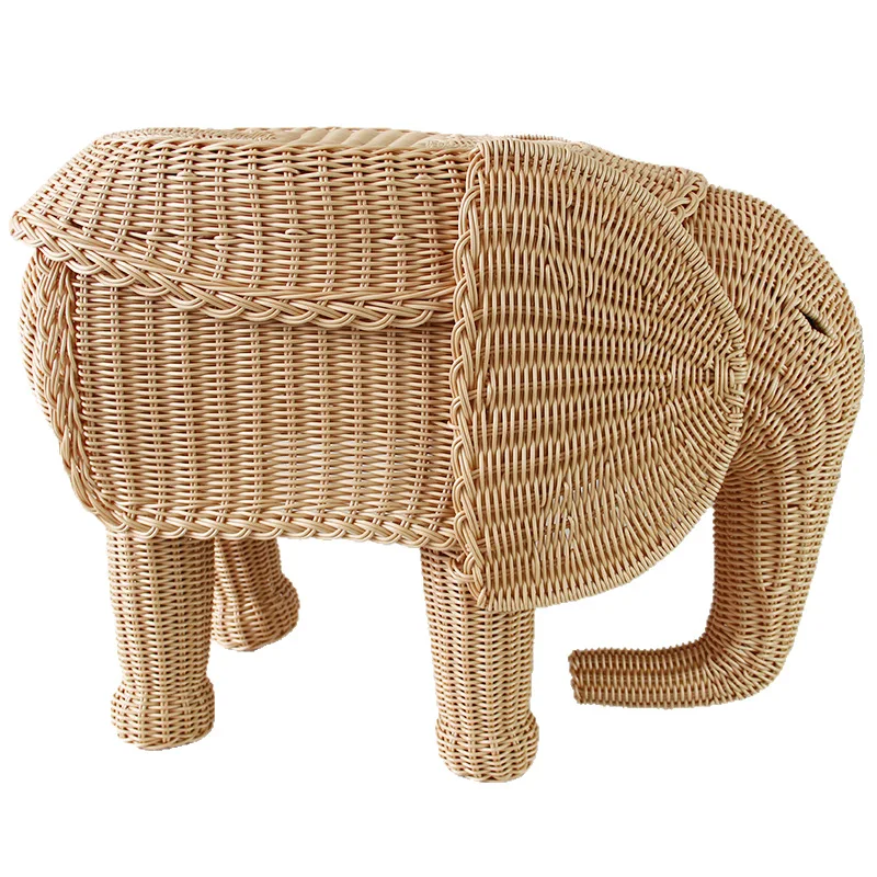 Rattan elephant animal shape decorative storage ornament creative handicraft decoration woven basket
