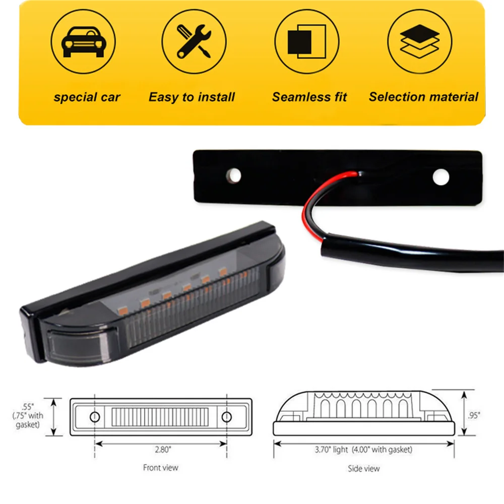 Gtinthebox Amber / White LED Side Marker Turn Signal Lights For Jeep Wrangler TJ JK & JL Bushwacker Flat-style 10918-07 10919-07