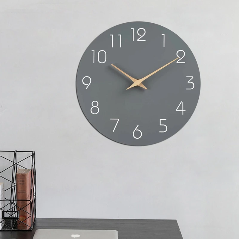 12 Inch Battery Operated Wood Simple Wall Clock Silent Non Ticking Wood Wall Clocks White (1 Pcs)