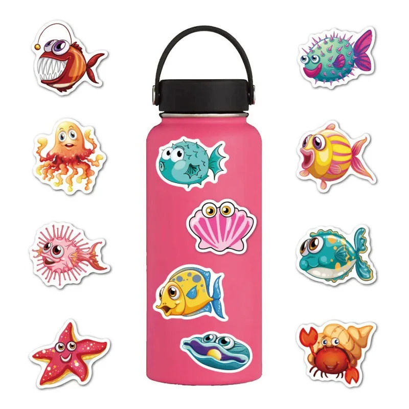 10/30/50PCS Cartoon Cute Sea Animal Stickers Graffiti iPad Luggage Computer DIY Scrapbook Wall Sticker Toys Decoration Wholesale