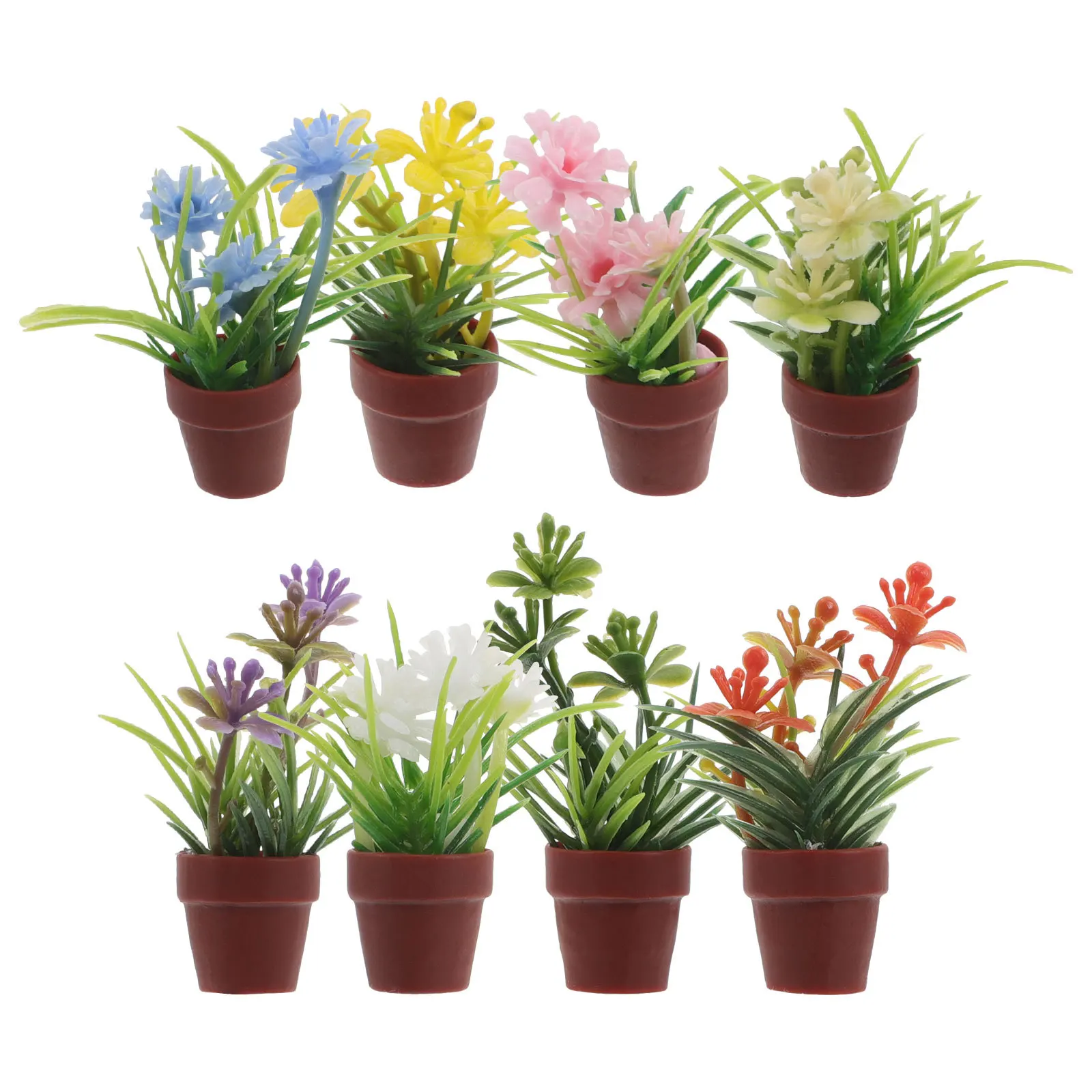 8Pcs Mini Bonsai Micro Landscape Artificial Potted Plants Tiny Simulated Greenery for Dollhouse Accessories Miniature Indoor