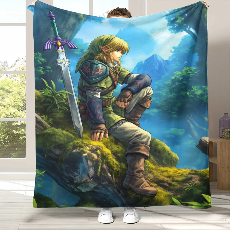Retro Z-Zelda Cartoon Link Games Flanelldecke, ultraweiche, warme Plüschdecke für Zuhause, Schlafzimmer, Bett, Sofa, Camping, Picknick, Kinder