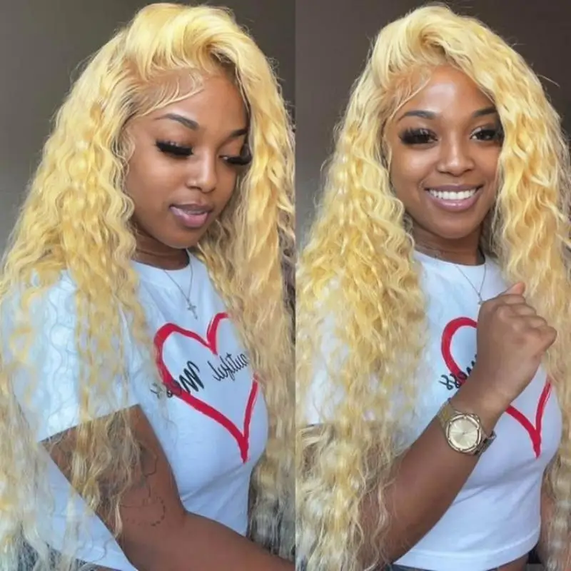 Blonde Deep Wave 613 Curly Colored Human Hair 13x6 Hd Lace Frontal Wigs 100% Brazilian Cheap On Sale Clearance For Women Choice