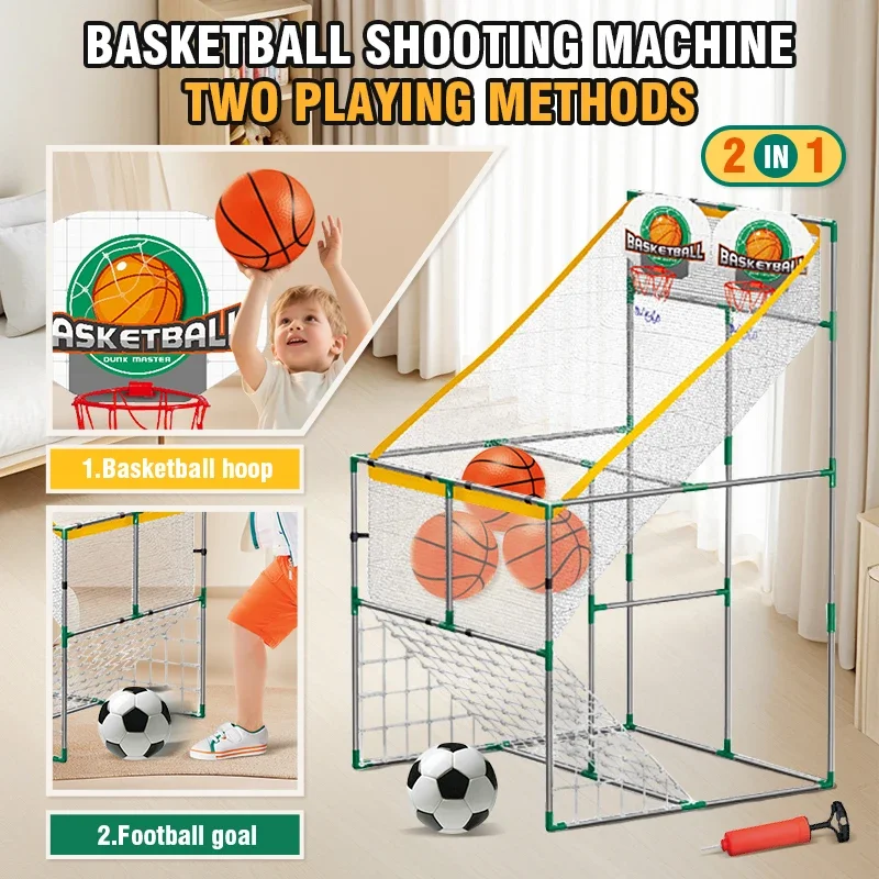 

2in1 Basketball Football Stand Adjustable Height Shooting Board Interactive Sports Fitness Shooting Machine Children Boys Gift