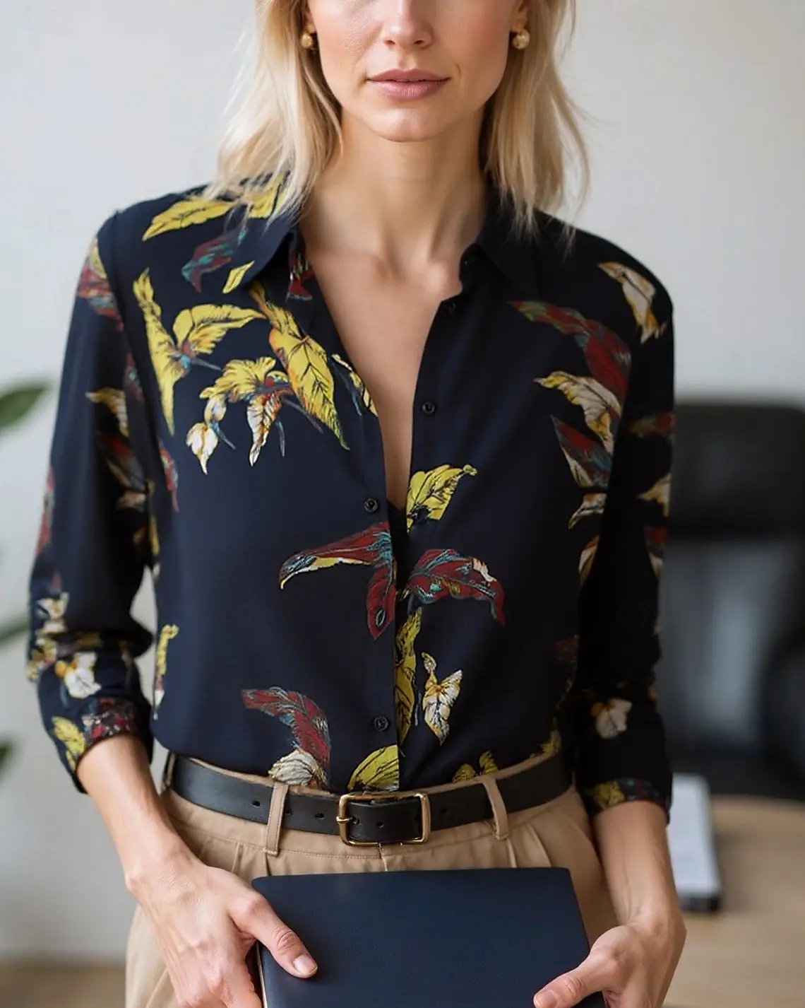 Women's Blouse Tops Floral Color Block Elegant Daily Stylish Long Sleeve Shirt Collar Regular Tops Work Daily Buttons Print