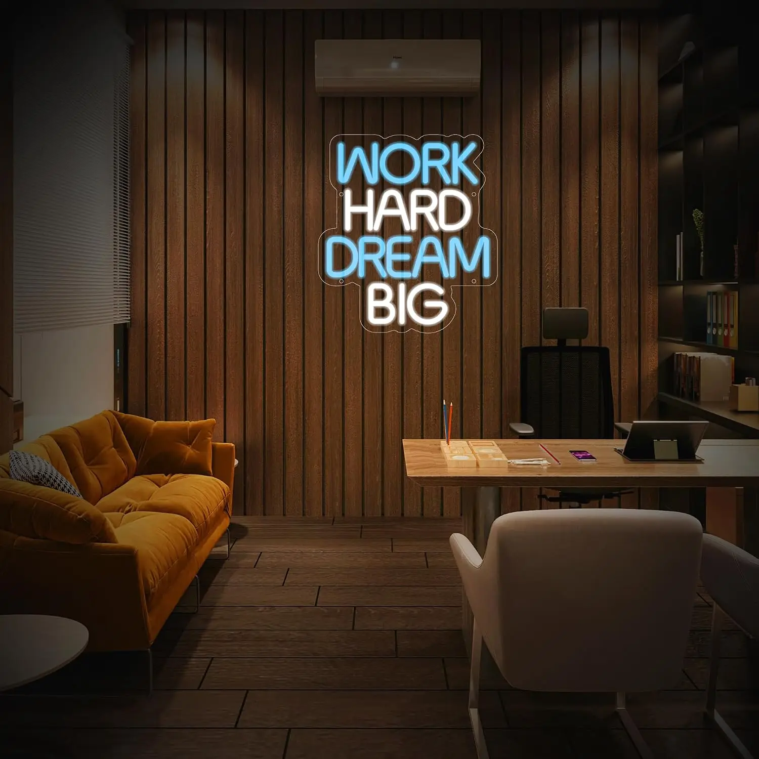 Work Hard Dream Big Neon Sign Led Neon Light For Office Bedroom Game Room Man Cave Motivational Wall Art Party Celebration Gift