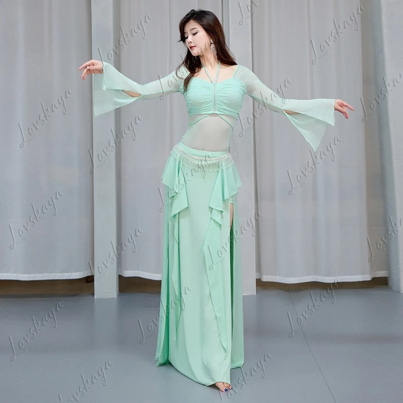 

Осенне-зимние новые часы, одежда для выступлений, одежда для практики живота, костюм, женская одежда для танца живота