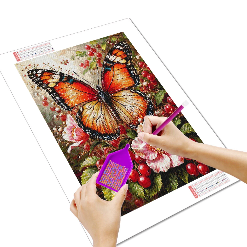Huacan Diamond Painting Butterfly Flower Diamond Mosaic Animal Complete Kit Decorative Paintings