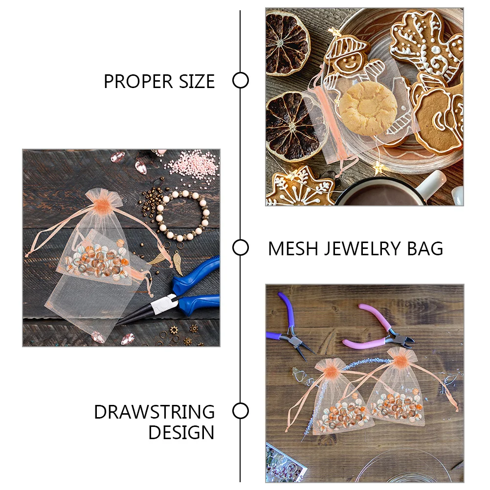 

100pcs Drawstring Mesh Bags 8x10cm for Jewelry Candy Party Favors Gifts Organza Pouch Storage Bracelet Packaging