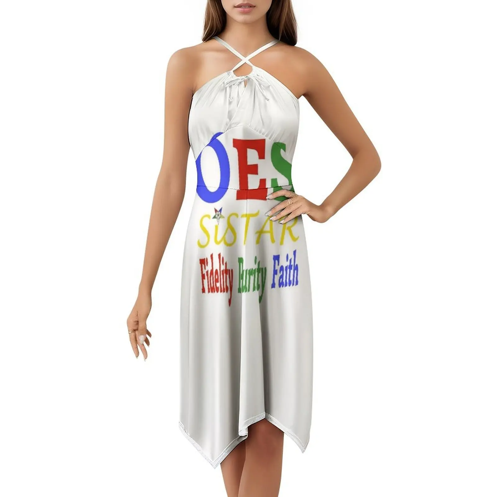 Oes Order Of The East Star Logo Sisterhood Fidelity فستان مثير للإجازات للنساء على الشاطئ وحفلات أعياد الميلاد فستان قصير ترتيب