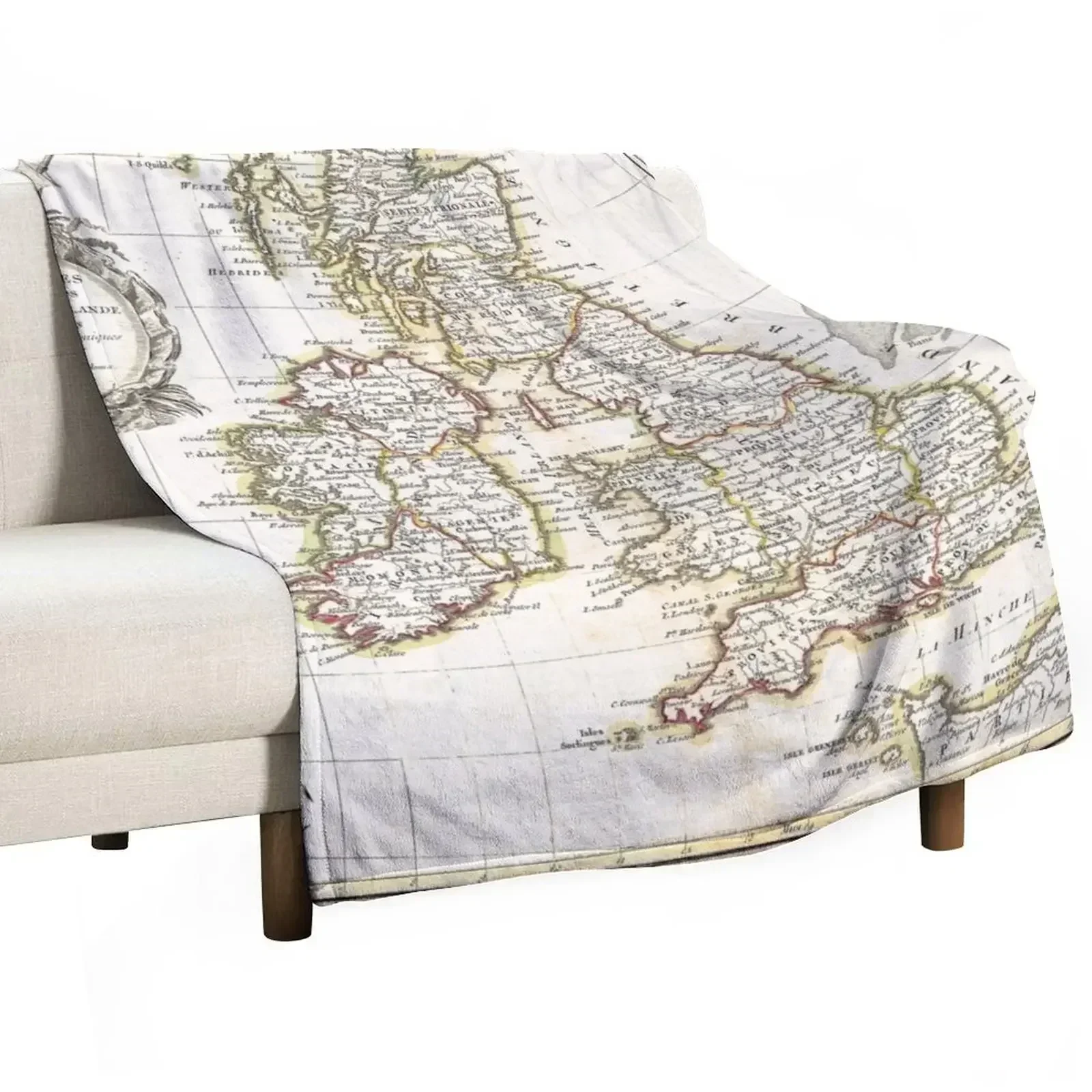 BRITISH ISLES UK EUROPE 1771 - Vintage Antique Map Art, Unique Classic Style, Aesthetic Original Retro Decor, Old Throw Blanket