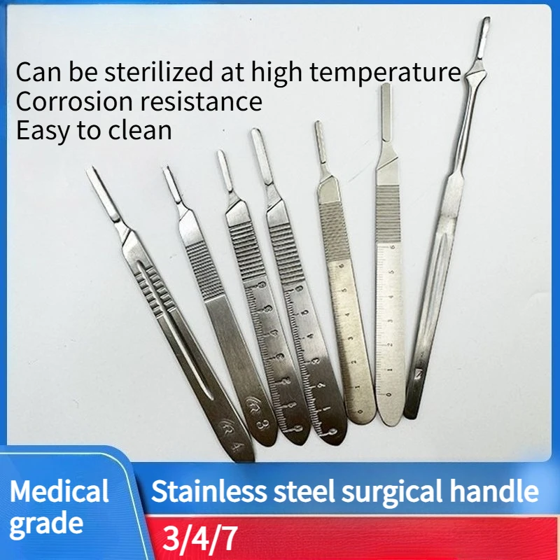 

Стоматологическая техника Хирургический нож медицинского класса Ручка 3/4/7 Нержавеющая сталь Утолщенный хирургический нож для резьбы по препятствиям Мобильный нож