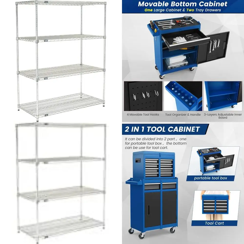 نظام رفوف سلكية قابل للتعديل، مطلي بالبولي، 72 × 18 × 74، متين وسهل التجميع، مثالي لحلول التخزين #1