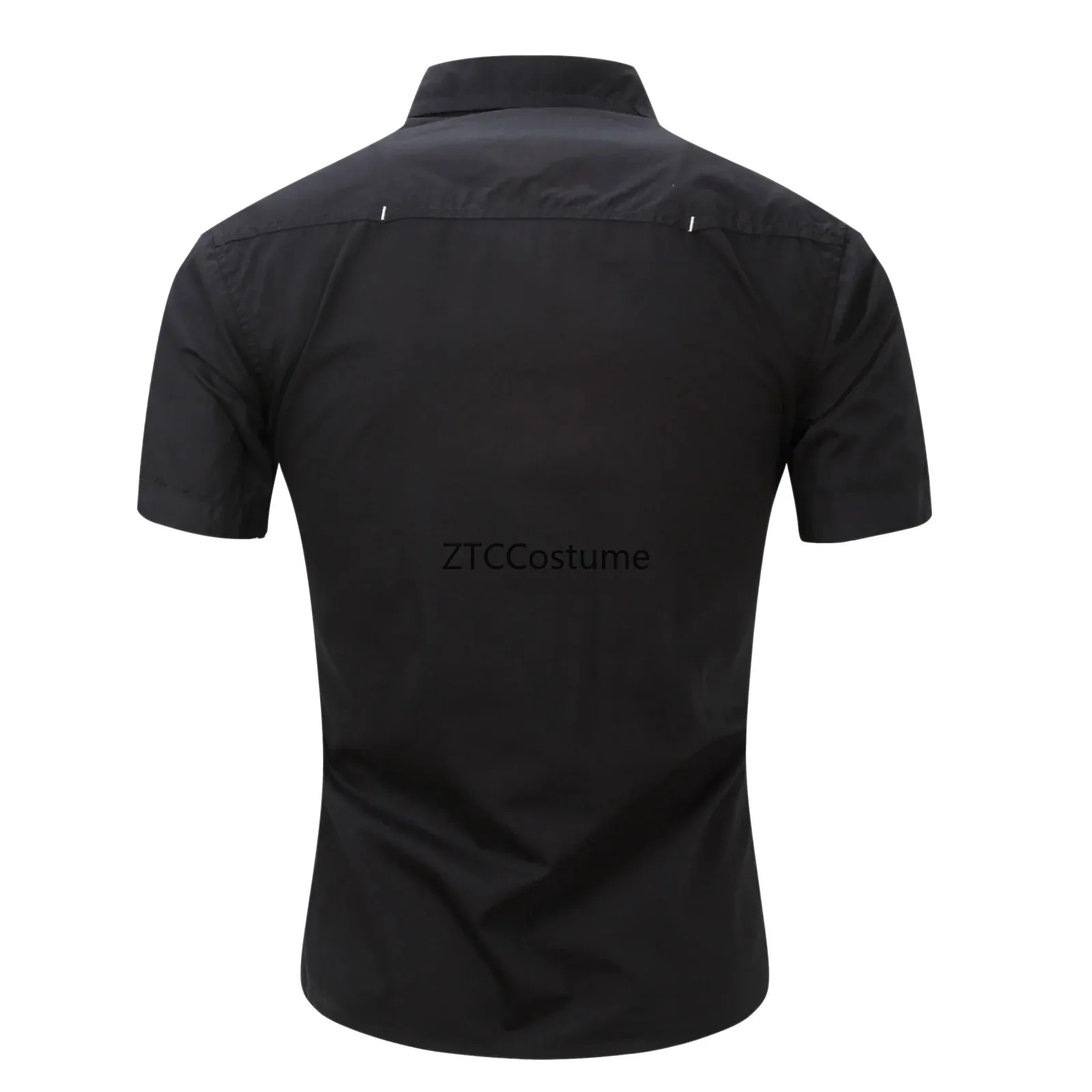 Cosplay Mens Short Sleeve Cotton Shirt Black Casual Button Down Workwear Outdoor Cargo Shirt Plus Size Summer Shirts view 4