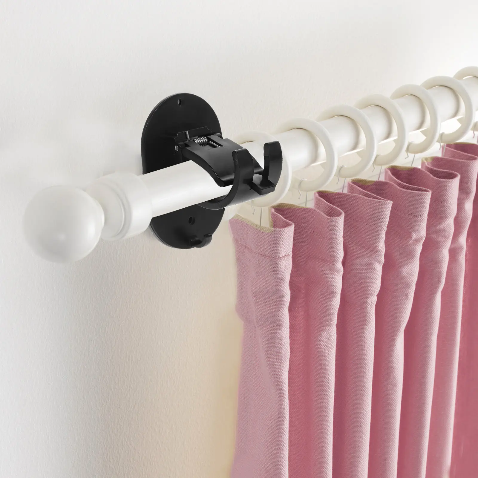Curtain Rod Brackets 2 Pack No Drill Adhesive Adjustable Holders Strong Wall Mount Clips for Home
