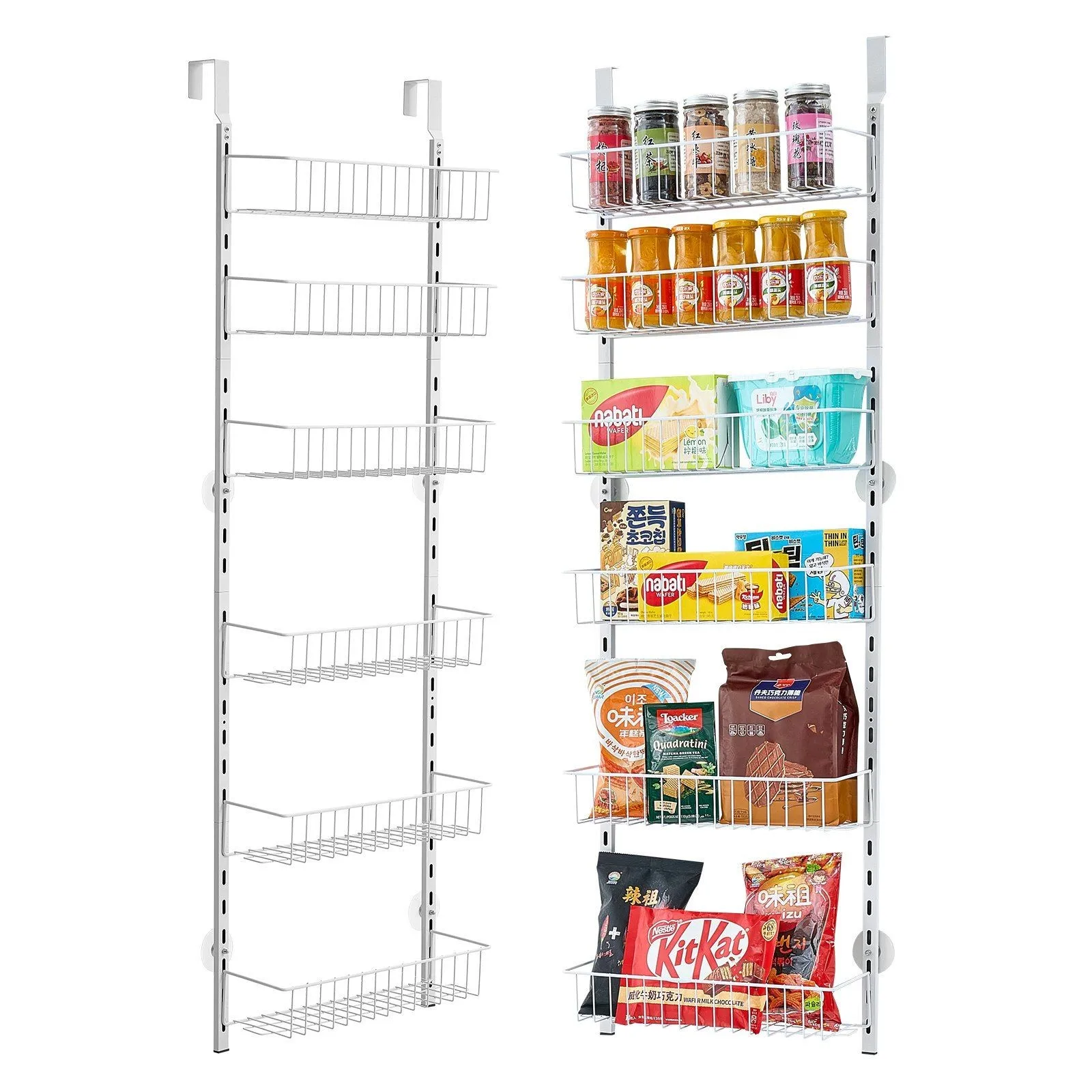 

6-layer door storage room with hanging storage rack and adjustable kitchen