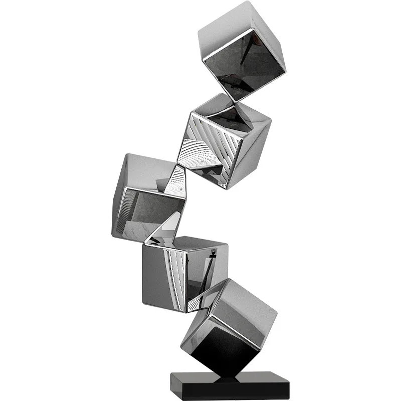 

Modern home light luxury stainless steel desktop sculpture decoration, floor-to-ceiling art ornament next to the living room