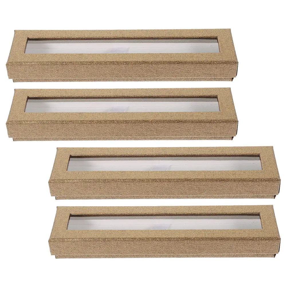 

Набор из 4 пустых бумажных пеналов с прозрачным окном, подарочная коробка для хранения письменных принадлежностей, компактный органайзер для школы и офиса