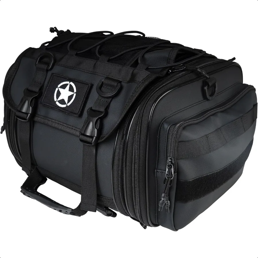 

Motorcycle Travel Lage Bags Expandable Motorbike Rear Tail Bag Saddle Bag 40L Storage Bag Helmet Bag with Straps