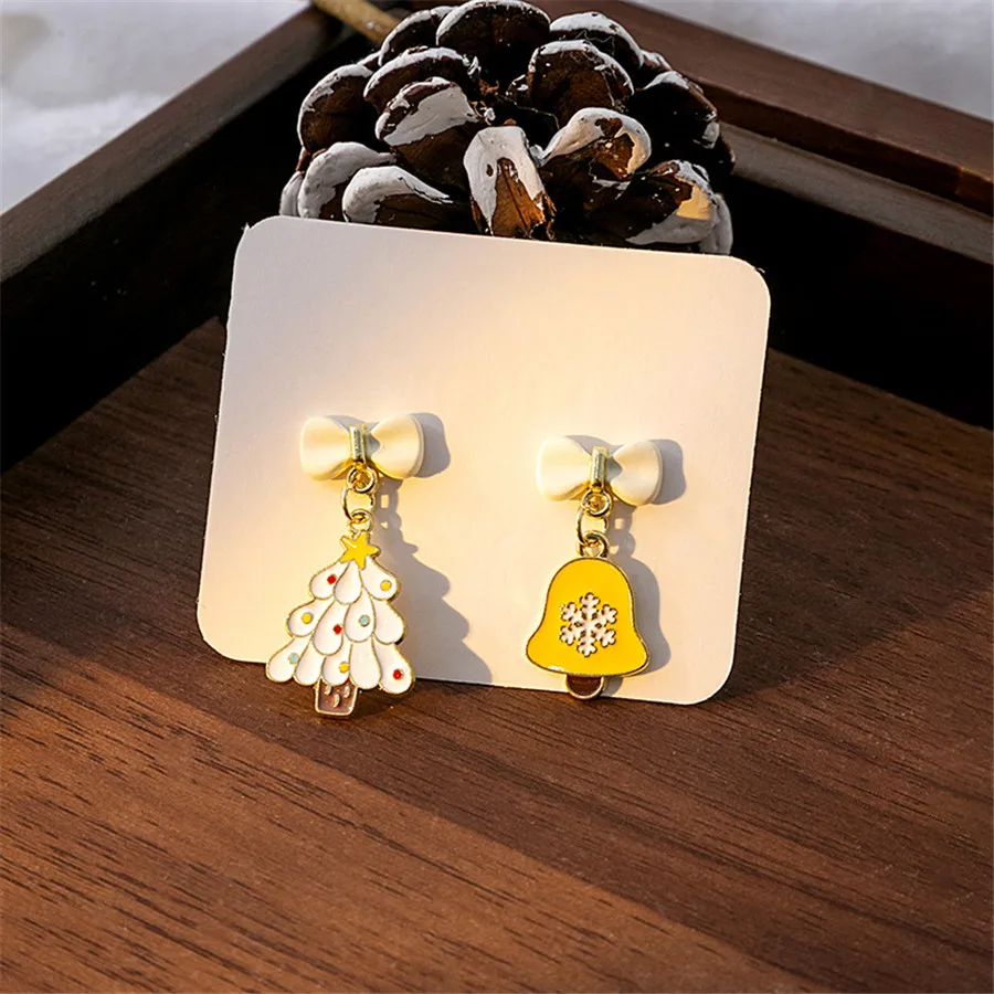 6-30PCS Christmas Charms Gold Color Tone Enamel Santa Deer Hat Tree Bell House Snowman Bracelet Pendant Jewelry Accessory