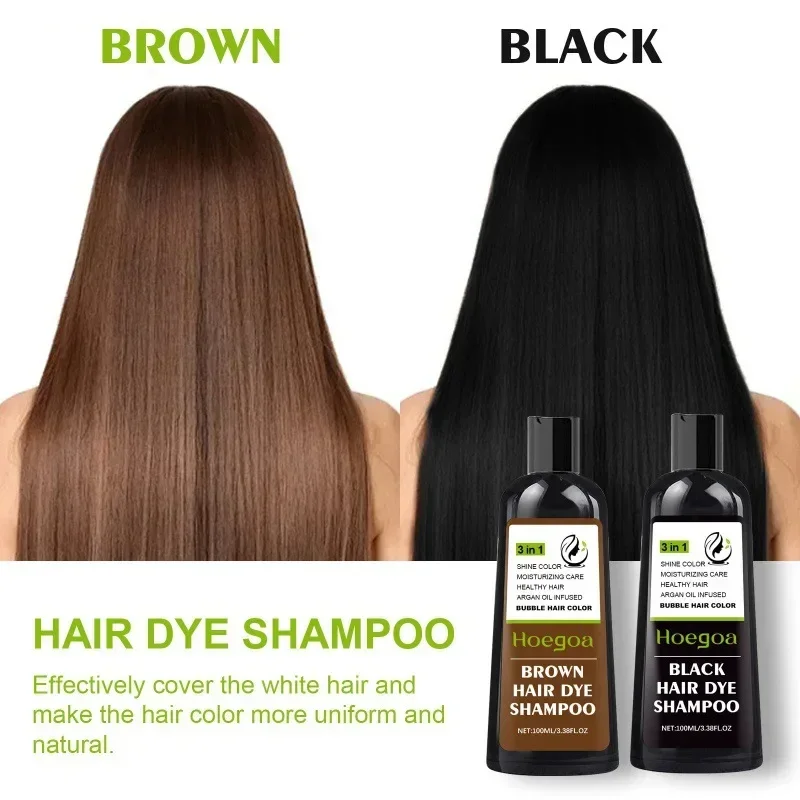 Bubble Hair Dye Shampoo Lasting Convenient Effective Covering Gray White Natural Black Nourishing Hairs Color Plants Dying Cream