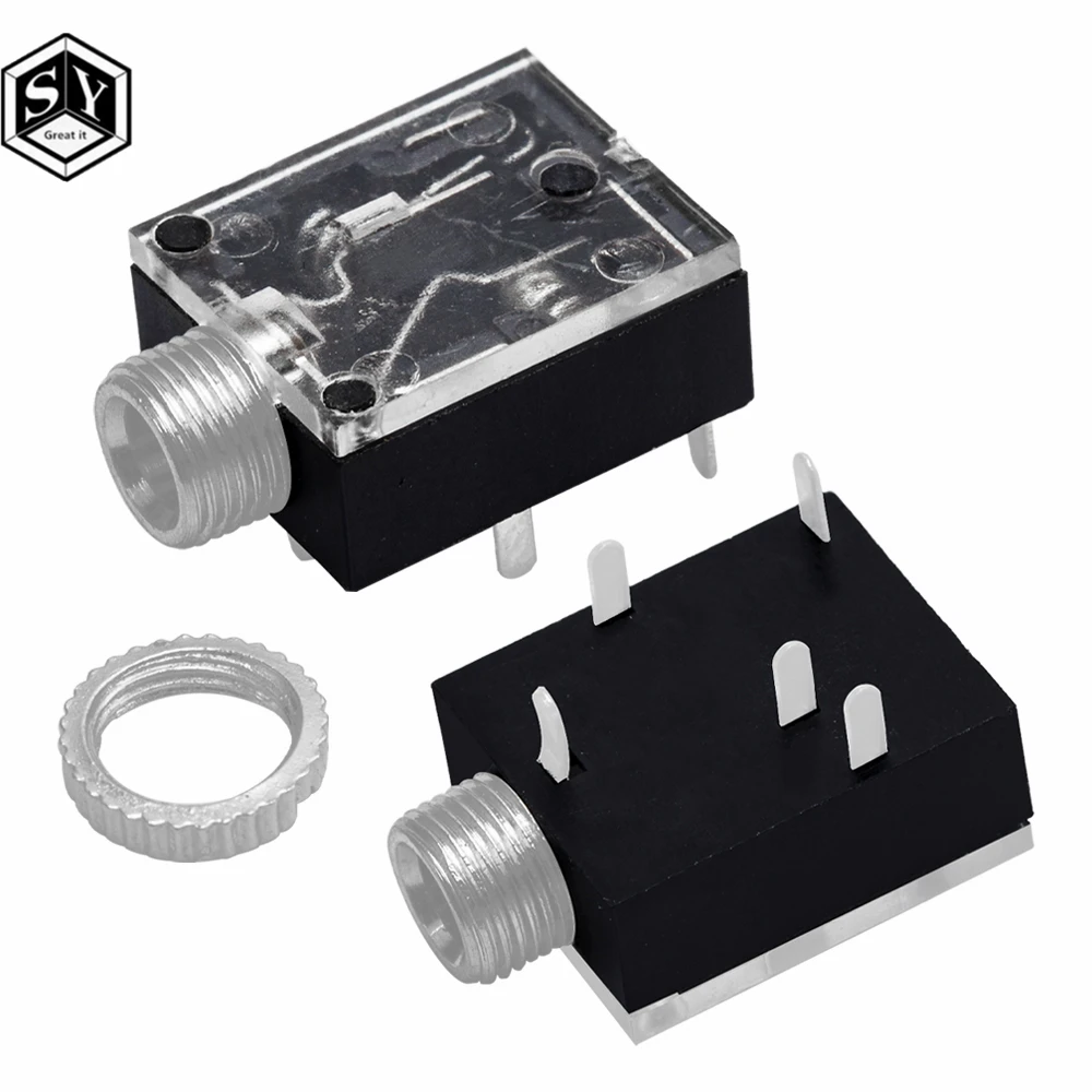 Hot sale 5 Pin 3.5mm Stereo Audio Jack Socket PCB Panel Mount for Headphone With Nut PJ-324M