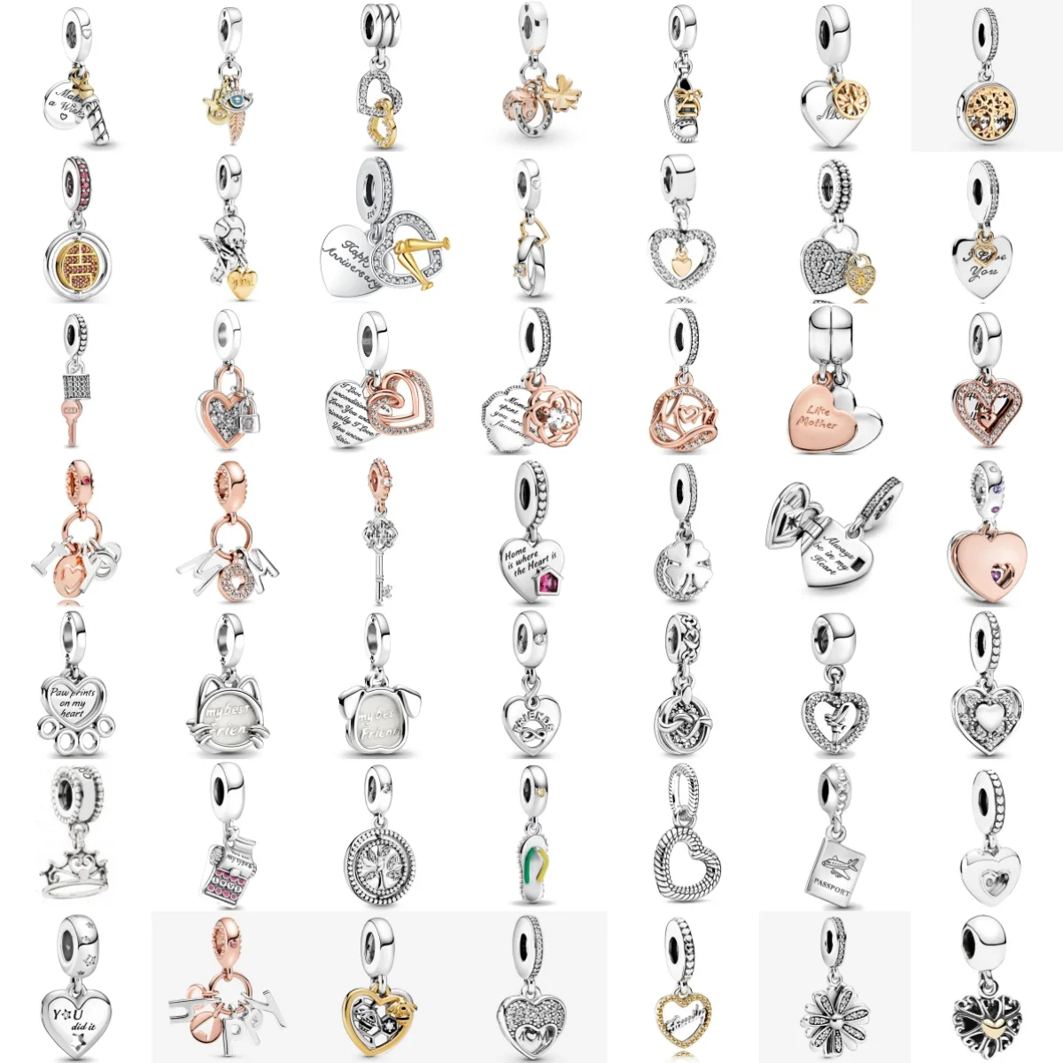 

New S925 Silver Gold Rose Gold Two Tone Brilliant Hand-painted Heart Pendant Fie For Bracelets Exquisite DIY High-end Jewelry