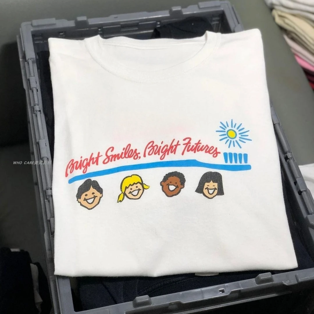 

Винтажный американский винтажный стиль, футболки с короткими рукавами с забавным мультяшным принтом для мужчин и женщин, сила улыбки