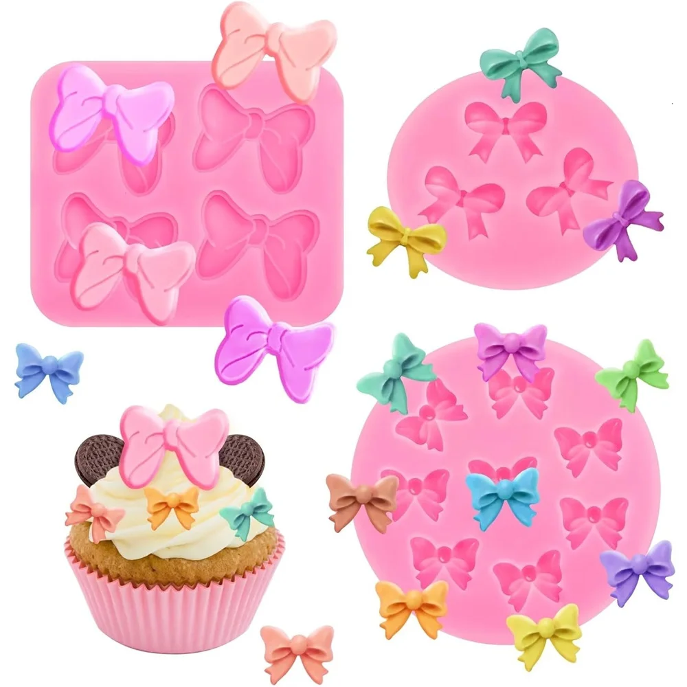 3 قطع القوس قالب من السيليكون فندان القوس قالب الشوكولاته الحلوى كعكة قالب شعبي القوس قالب لتزيين الكعكة ، DIY الحلوى ، فندان